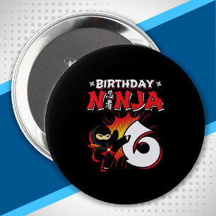 Kids Ninja Birthday Party Gift - 6 Year Old 10 Cm Round Badge
