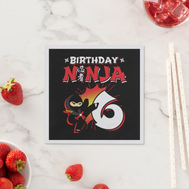 Kids Ninja Birthday Party Gift - 6 Year Old Napkin (Insitu)
