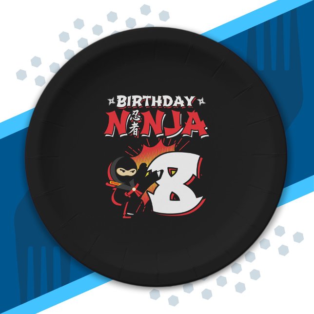 Kids Ninja Birthday Party Gift - 8 Year Old Paper Plate (Creator Uploaded)