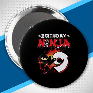 Kids Ninja Birthday Party Gift - 9 Year Old 10 Cm Round Badge
