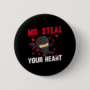 Kids Ninja Mr Steal Your Heart Toddler Boy Valenti 6 Cm Round Badge
