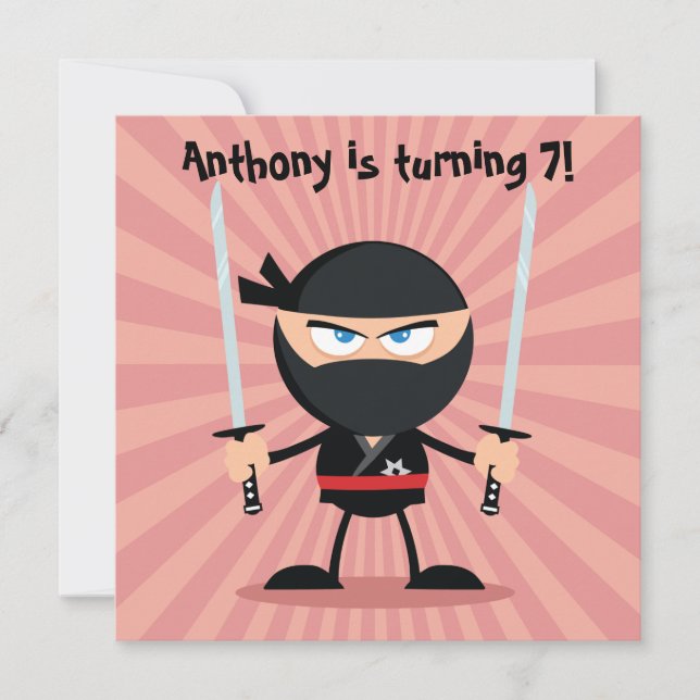 Kids Ninja Theme Party Invitation (Front)