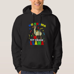 Kids No Drama 1st Grade Llama Back To School Grade Hoodie