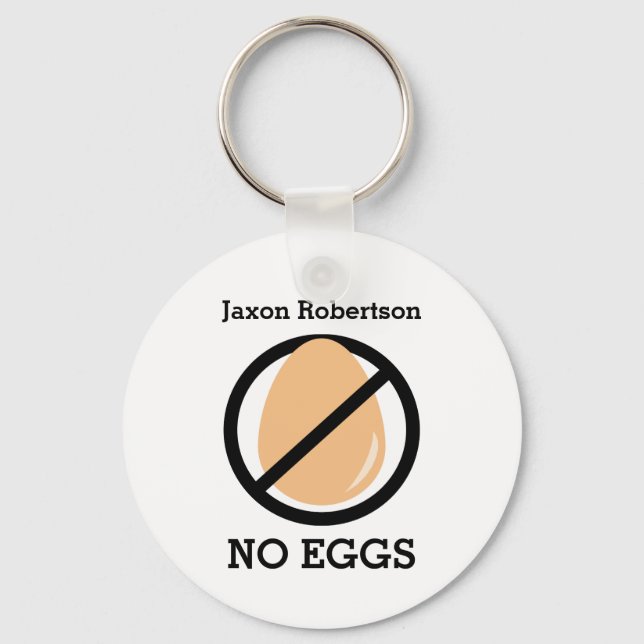 Kids No Eggs Allergy Alert Personalised Key Ring (Front)