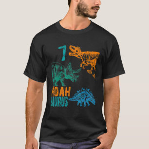 Kids Noah Saurus 7th Birthday Boys Rex Bday Party T-Shirt