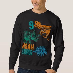 Kids Noah Saurus 9th Birthday  Boys Rex Bday Party Sweatshirt