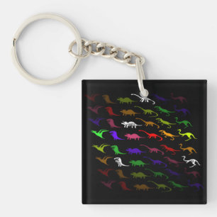 Kids novelty rainbow colourful cute dinosaur key ring