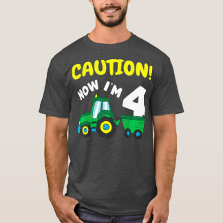 Kids Now im 4 Tractor 4th Birthday Farmer Boy 4 T-Shirt