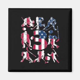 Kids Number 3 Years Ice Hockey 3rd Birthday  Magnet