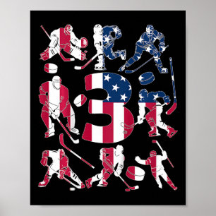 Kids Number 3 Years Ice Hockey 3rd Birthday  Poster