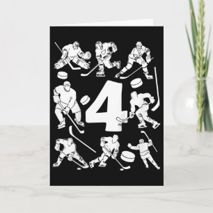 Kids Number 4 Years Ice Hockey 4th Birthday Card