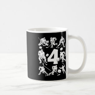 Kids Number 4 Years Ice Hockey 4th Birthday Coffee Mug