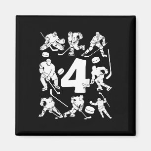 Kids Number 4 Years Ice Hockey 4th Birthday Magnet