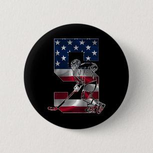Kids Number 5 Years Ice Hockey 5th Birthday 6 Cm Round Badge