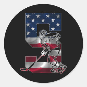 Kids Number 5 Years Ice Hockey 5th Birthday Classic Round Sticker