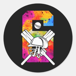 Kids Number 6 Years Cricket 6th Birthday 1 Classic Round Sticker