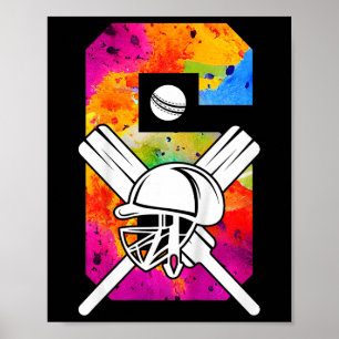Kids Number 6 Years Cricket 6th Birthday 1 Poster
