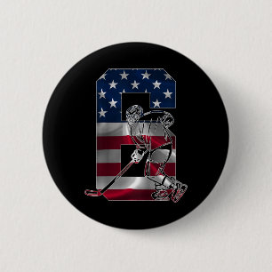 Kids Number 6 Years Ice Hockey 6th Birthday Cm Round Badge