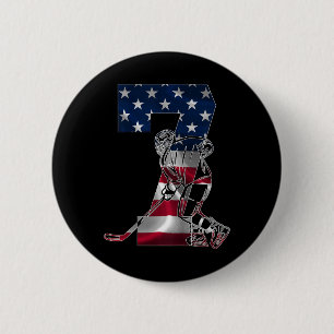 Kids Number 7 Years Ice Hockey 7th Birthday 6 Cm Round Badge