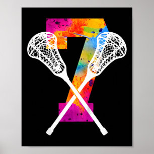 Kids Number 7 Years Lacrosse 7th Birthday Poster