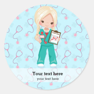 Kids nurse classic round sticker