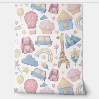 Kids Nursery Baby Toys Print Wallpaper