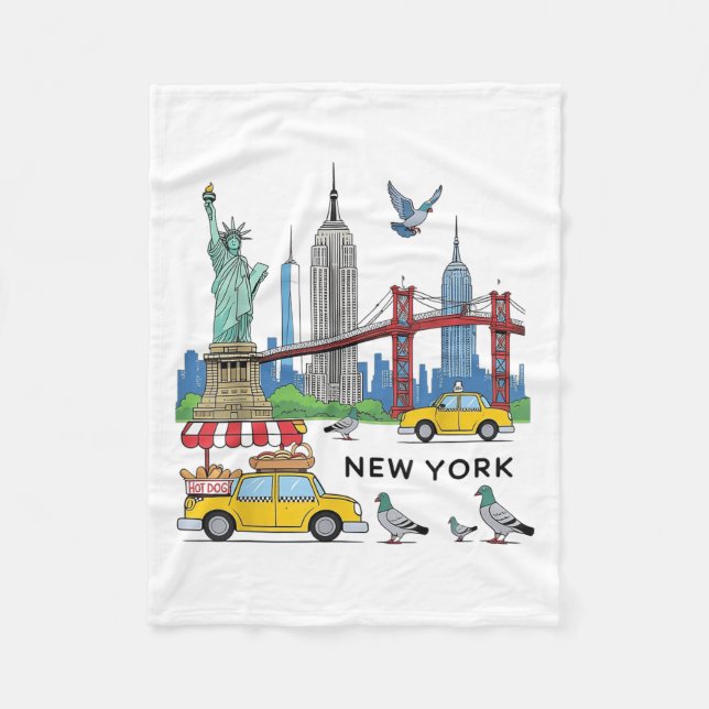 Kids Nyc Souvenir New York City Usa Icons Yellow T Fleece Blanket (Front)