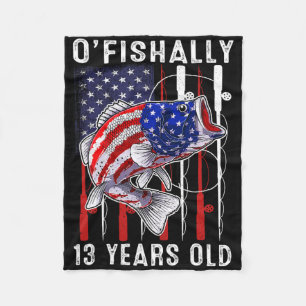 Kids O'fishally 13 Years Old Birthday 13th Birthda Fleece Blanket