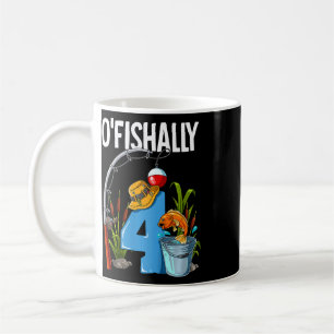 Kids O'fishally 4 Years Old 4th Birthday Fishing Coffee Mug