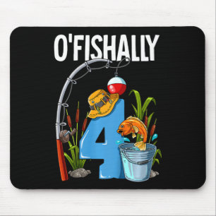 Kids O'fishally 4 Years Old 4th Birthday Fishing Mouse Pad