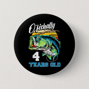 Kids Ofishally 4 Years Old Fisherman 4th Birthday 6 Cm Round Badge