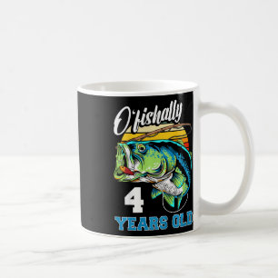 Kids Ofishally 4 Years Old Fisherman 4th Birthday Coffee Mug