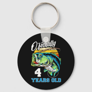 Kids Ofishally 4 Years Old Fisherman 4th Birthday  Key Ring