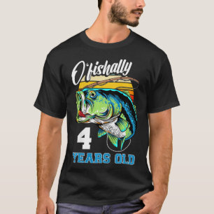 Kids Ofishally 4 Years Old Fisherman 4th Birthday  T-Shirt