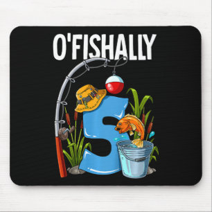 Kids O'fishally 5 Years Old 5th Birthday Fishing Mouse Pad