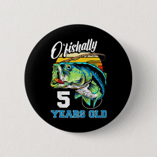 Kids Ofishally 5 Years Old Fisherman 5th Birthday 6 Cm Round Badge