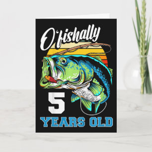 Kids Ofishally 5 Years Old Fisherman 5th Birthday Card