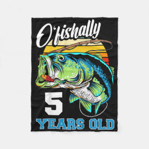 Kids Ofishally 5 Years Old Fisherman 5th Birthday Fleece Blanket