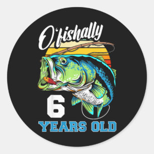 Kids Ofishally 6 Years Old Fisherman 6th Birthday Classic Round Sticker