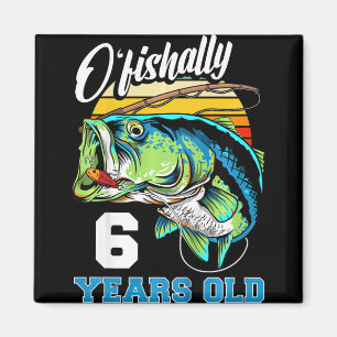 Kids Ofishally 6 Years Old Fisherman 6th Birthday Magnet