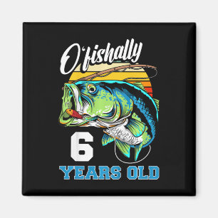 Kids Ofishally 6 Years Old Fisherman 6th Birthday  Magnet