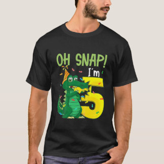 Kids Oh Snap I'm 5 Crocodile 5Th Birthday Alligato T-Shirt