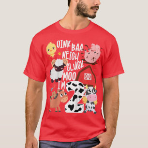Kids Oink Baa Neigh Cluck Moo I'm Two 2 Farmer 2nd T-Shirt