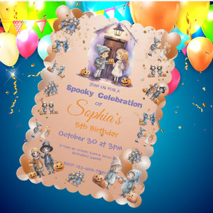 Kids on Halloween Theme Invite for Kids Birthday