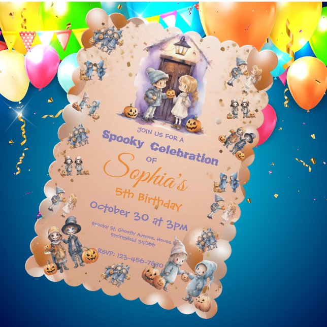 Kids on Halloween Theme Invite for Kids Birthday (Creator Uploaded)