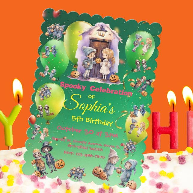 Kids on Halloween Theme Invite for Kids Birthday (Creator Uploaded)