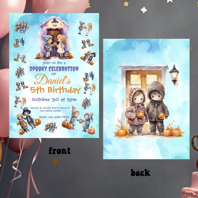 Kids on Halloween Theme Kids Birthday Party Invitation (Creator Uploaded)