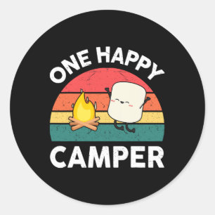 Kids One Happy Camper Toddler Boy Funny Marshmallo Classic Round Sticker