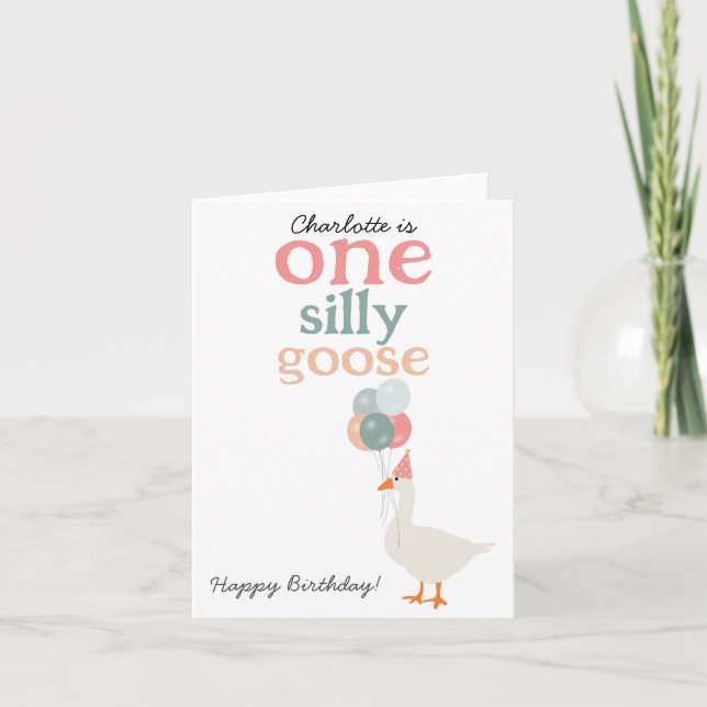 Kids One Silly Goose 1st Cute Birthday Card (Front)