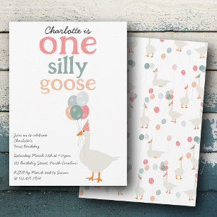 Kids One Silly Goose 1st Cute Birthday Party Invitation